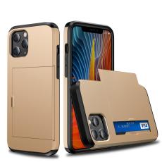  iPhone 12 / 12 Pro - Hybrid Skal Med Kortfack - Guld