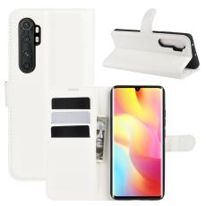  Xiaomi Mi Note 10 Lite - Litchi Pl&aring;nboksfodral - Vit