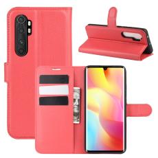  Xiaomi Mi Note 10 Lite - Litchi Pl&aring;nboksfodral - R&ouml;d