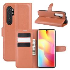  Xiaomi Mi Note 10 Lite - Litchi Pl&aring;nboksfodral - Brun