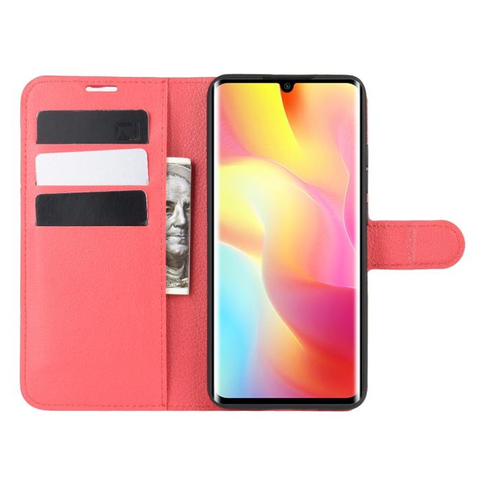 Bild 4,  Xiaomi Mi Note 10 Lite - Litchi Plånboksfodral - Röd