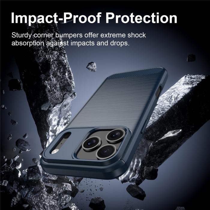 Bild 4,  iPhone 18 Pro / 17 Pro Skal TPU Kolfiber Textur Blå