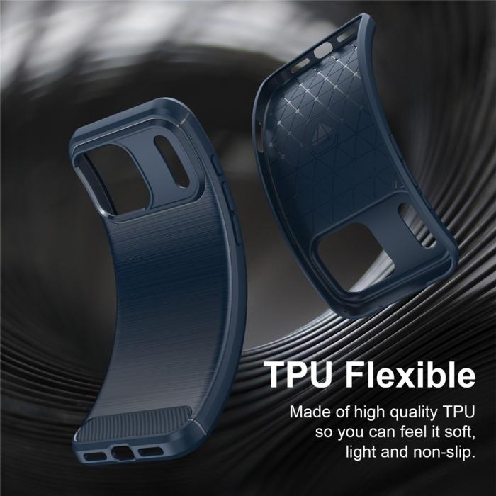 Bild 5,  iPhone 18 Pro / 17 Pro Skal TPU Kolfiber Textur Blå