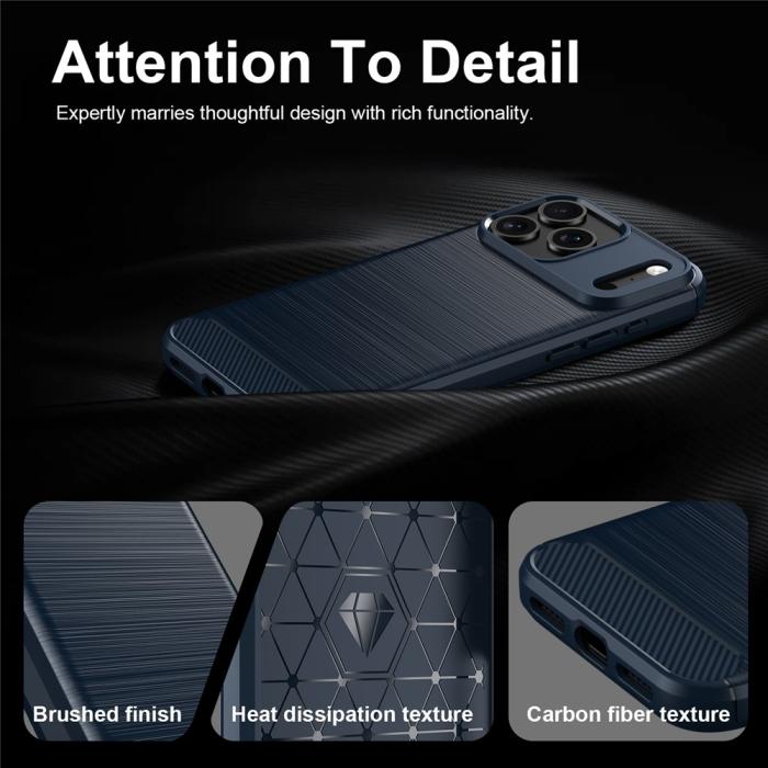 Bild 6,  iPhone 18 Pro / 17 Pro Skal TPU Kolfiber Textur Blå