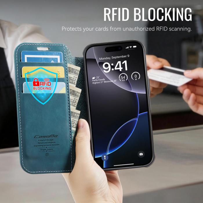Bild 4, CASEME CASEME iPhone 16 Pro Max Skal RFID Plånbok Blå