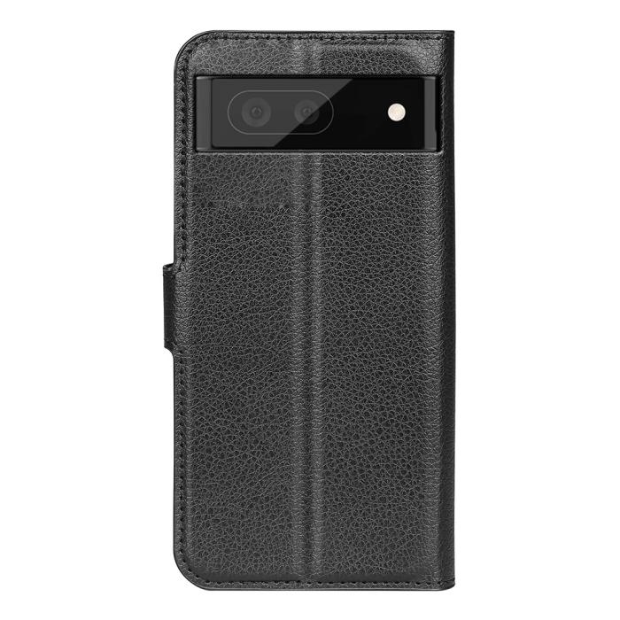 Bild 3,  Google Pixel 6A Fodral Litchi Läder Svart