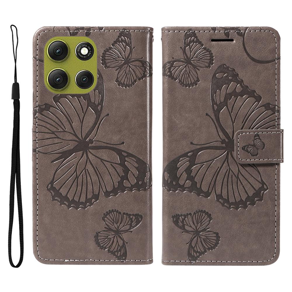  Motorola Moto G86 Power/G86 5G Fodral Fjäril Tryck Grå