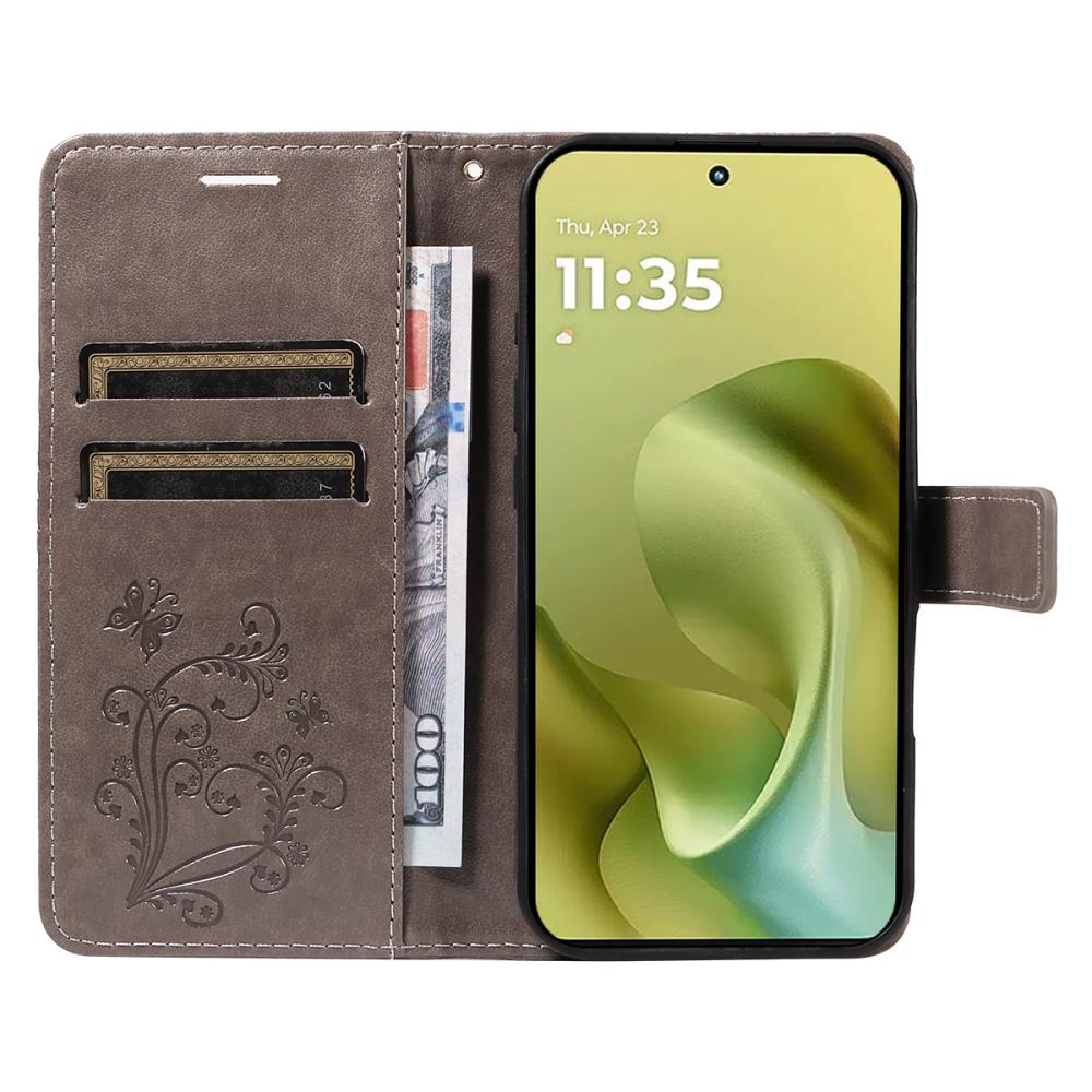  Motorola Moto G86 Power/G86 5G Fodral Fjäril Tryck Grå
