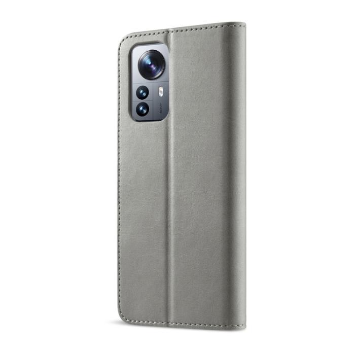 Bild 3, LC.IMEEKE LC.IMEEKE Xiaomi 12 Pro Fodral Läder Grå