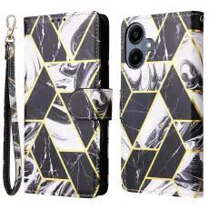  Samsung Galaxy A07 Fodral L&auml;der Marmor Svart