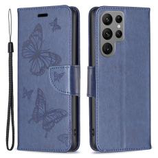  Galaxy S24 Ultra Fodral Med Fj&auml;ril Tryck M&ouml;rk Bl&aring;