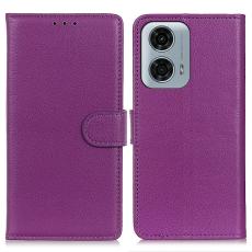  Motorola Moto G04 4G/G24 4G Litchi L&auml;der Fodral Lila