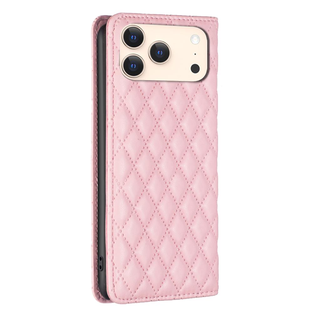 BINFEN BINFEN iPhone 17 Pro Max Fodral Diamond Flip Läder Rosa