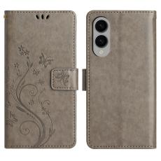  Samsung Galaxy S25 Edge Fodral Med Blommigt Tryck Gr&aring;