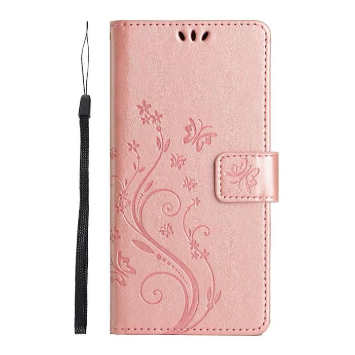 Bild 5,  Samsung Galaxy A27 5G Fodral Blommor/Fjärilar Roséguld