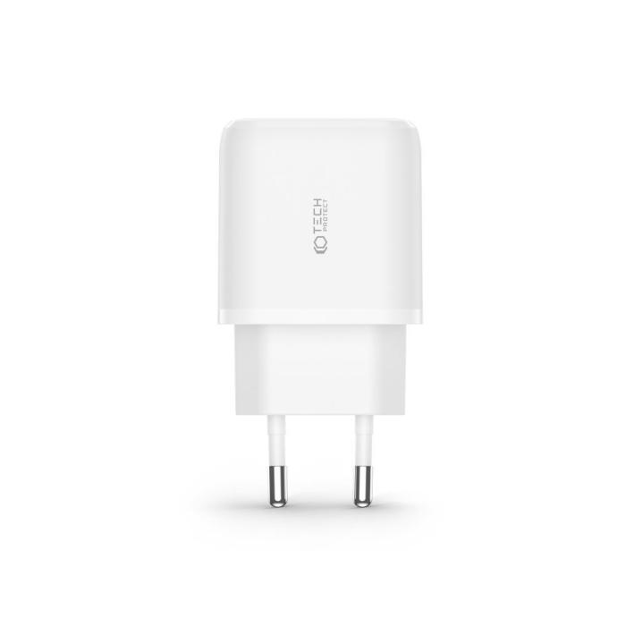 Bild 3, Tech-Protect Tech-Protect 20W Väggladdare PD Inkl. USB-C - USB-C Kabel Vit