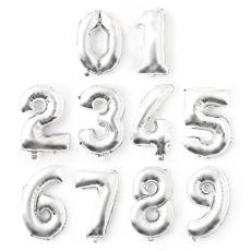  Sifferballong Nummer 0 70 cm Silver