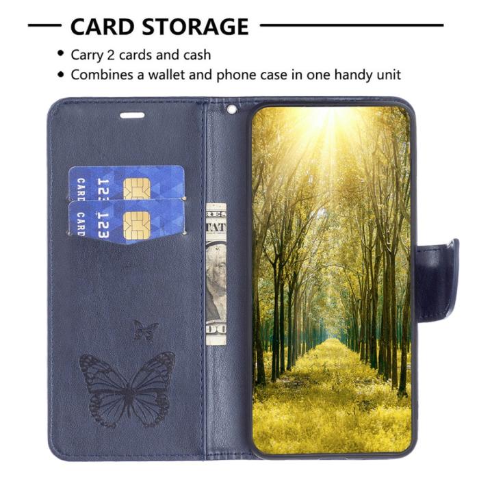 Bild 3,  Galaxy S24 Ultra Fodral Med Fjäril Tryck Mörk Blå