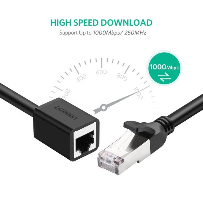 Bild 5, UGREEN UGREEN 2m RJ45 Cat6 Förlängningskabel LAN Hane - Hona Svart
