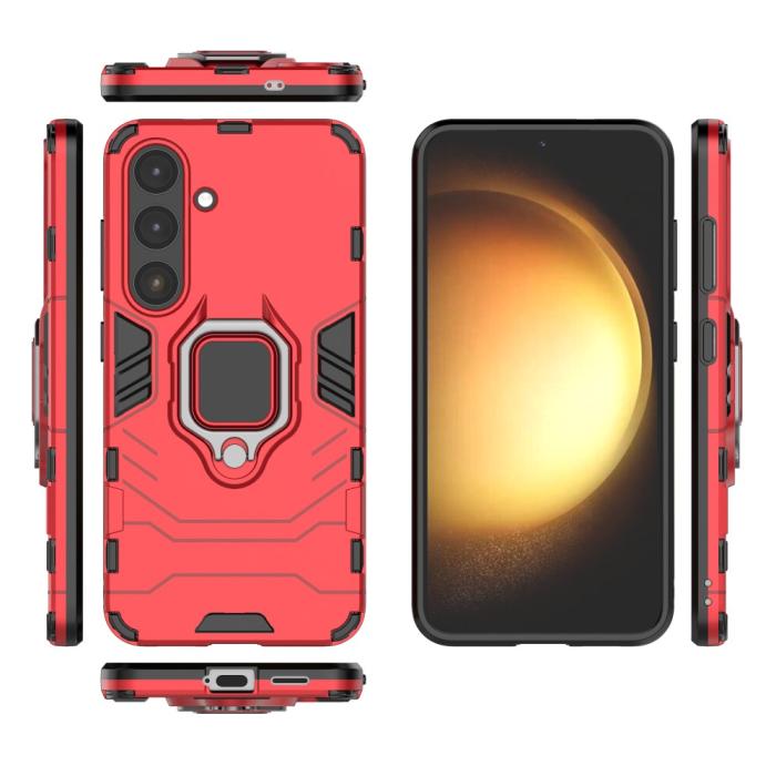 Bild 5,  Samsung Galaxy S25 Plus Skal Hybrid Armor Ring Röd