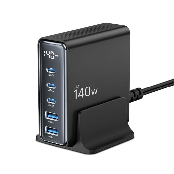 Bild 2, Tech-Protect Tech-Protect 140W Laddstation USB-C / USB-A Svart