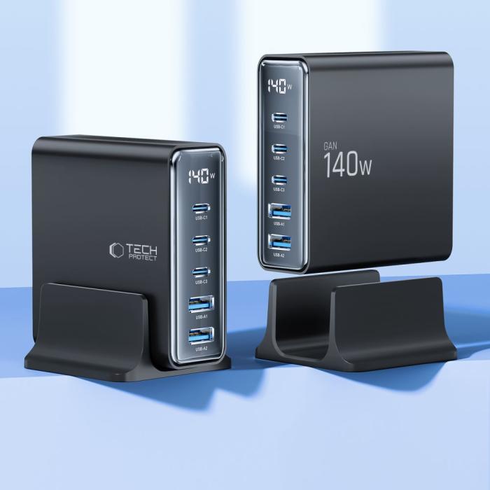 Bild 3, Tech-Protect Tech-Protect 140W Laddstation USB-C / USB-A Svart