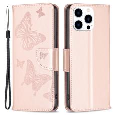  iPhone 16 Pro Max Fodral Med Fj&auml;ril Tryck Ros&eacute;guld