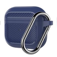  AirPods 3 Skal Kolfiber Textur Med Krok Bl&aring;