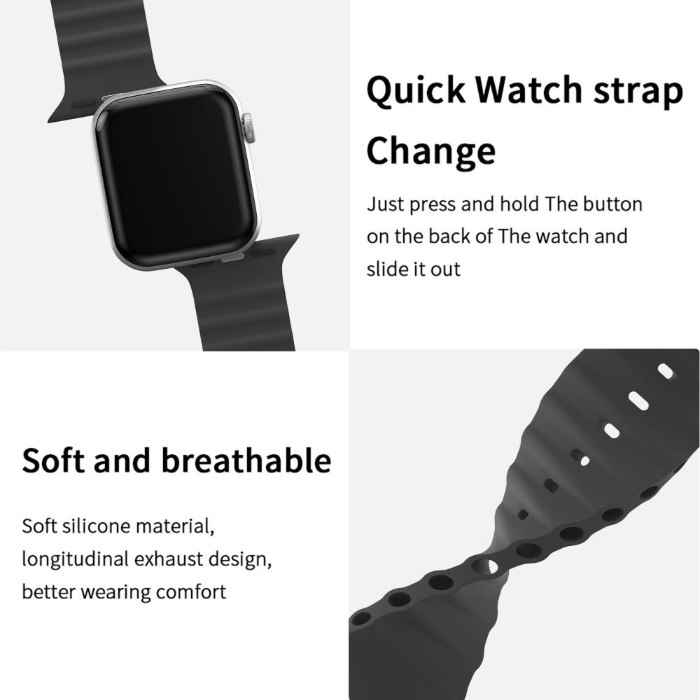 ColorPop Apple Watch 42/41/40/38 mm Armband Ocean Wave Svart