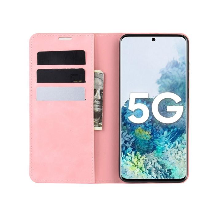 Bild 4,  Samsung Galaxy S20 FE - Silkeslent Läderfodral - Ljus Rosa