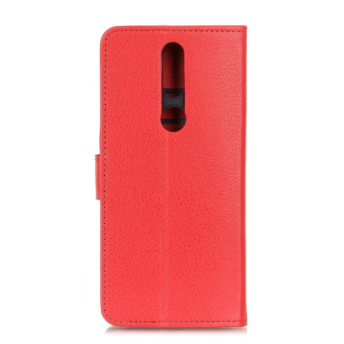 Bild 3,  Nokia 2.4 - Litchi Läder Fodral - Röd