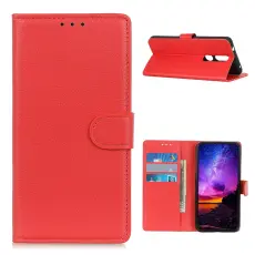  Nokia 2.4 - Litchi L&auml;der Fodral - R&ouml;d