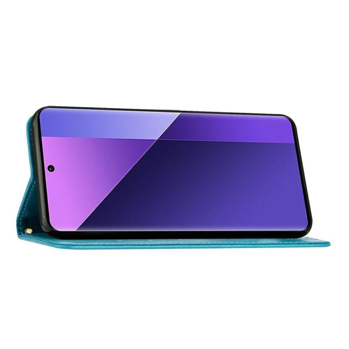 Bild 3,  Samsung Galaxy A27 5G Fodral Blommor/Fjärilar Blå