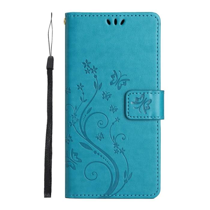 Bild 5,  Samsung Galaxy A27 5G Fodral Blommor/Fjärilar Blå