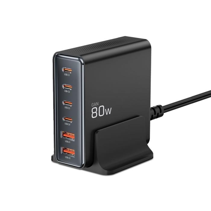 Bild 2, Tech-Protect Tech-Protect 80W Laddstation USB-C / USB-A Svart