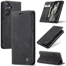 CASEME CASEME Galaxy A56 5G/A36 5G Fodral Retro L&auml;der Svart
