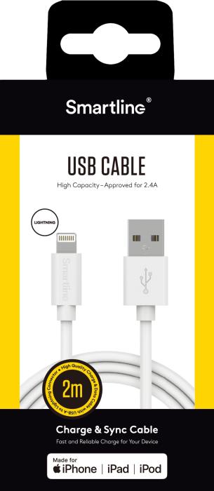 Bild 7, Smartline Smartline 2m Lightning MFi Laddningskabel Vit