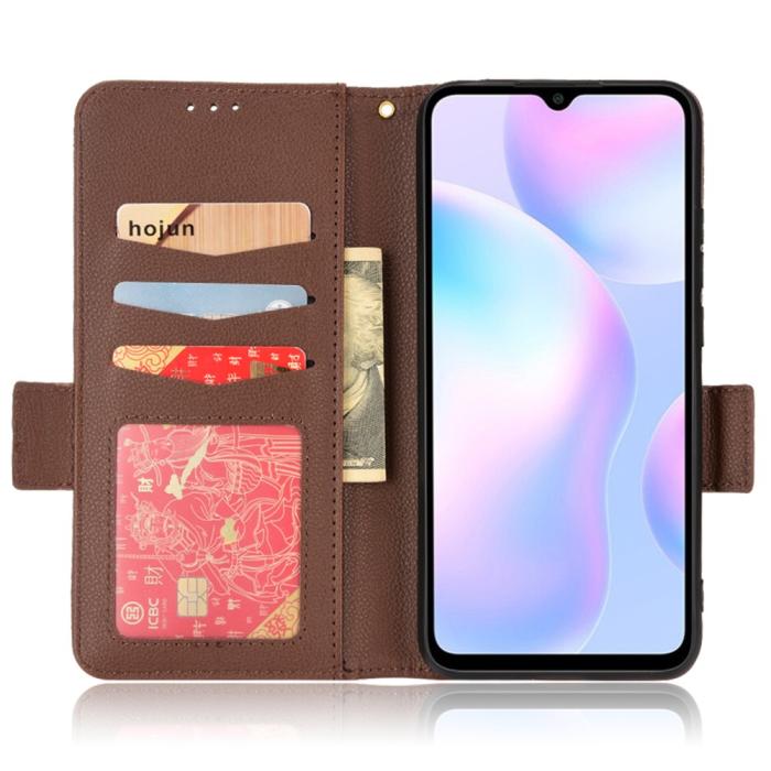 Bild 4,  Xiaomi Redmi 9A / 9AT Fodral Litchi Textur Brun
