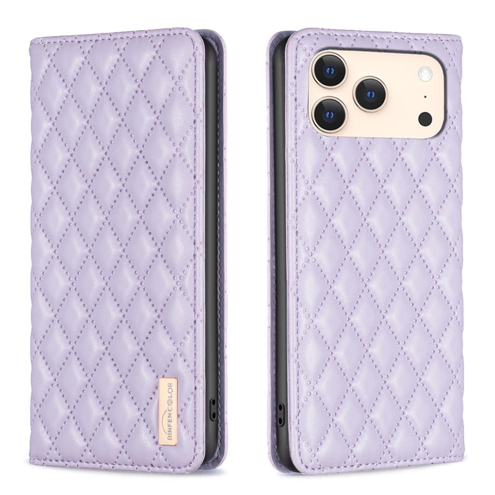 BINFEN BINFEN iPhone 17 Pro Max Fodral Diamond Flip Läder Lila