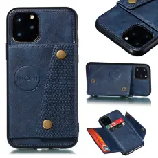  iPhone 12 Pro Max - L&auml;der Skal Med Kortfack Och Magnet - Bl&aring;