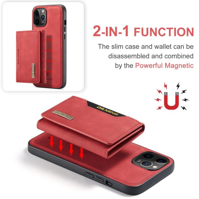 Bild 5, DG.MING iPhone 13 - DG.MING 2in1 Skal Magnetisk Avtagbart Kortfack - Röd