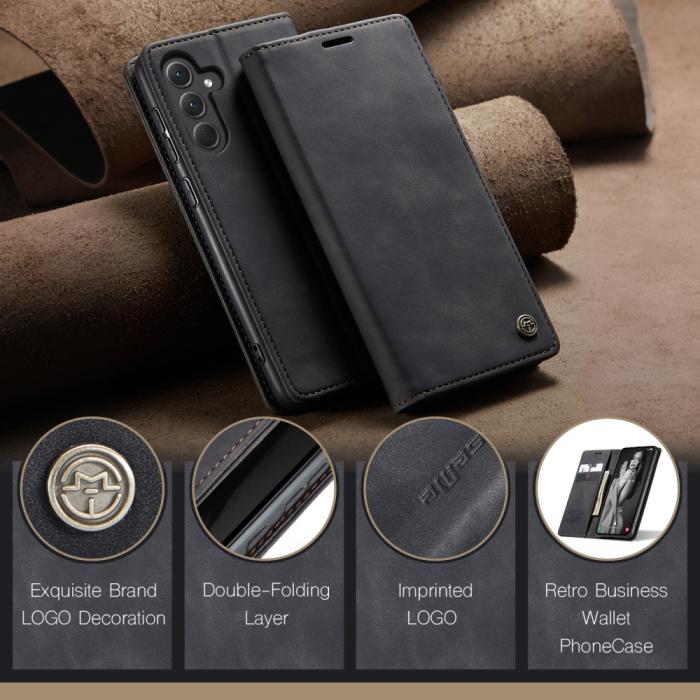 Bild 4, CASEME CASEME Galaxy A56 5G/A36 5G Fodral Retro Läder Svart