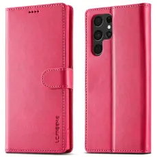 LC.IMEEKE LC.IMEEKE Samsung Galaxy S25 Ultra Fodral L&auml;der Rosa/R&ouml;d