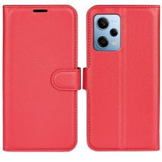  Xiaomi Redmi Note 12 Pro 5G Fodral Litchi L&auml;der R&ouml;d