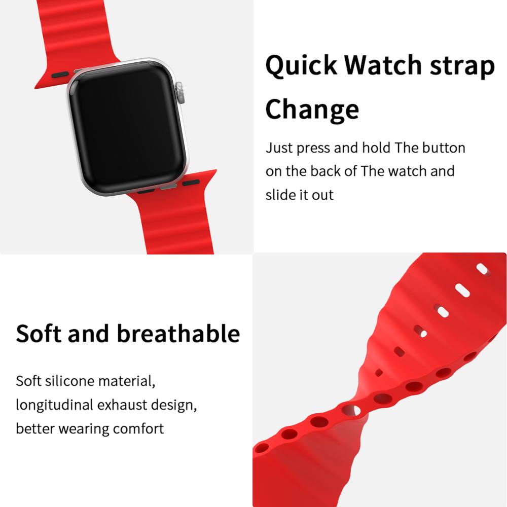 ColorPop Apple Watch 42/41/40/38 mm Armband Ocean Wave Röd