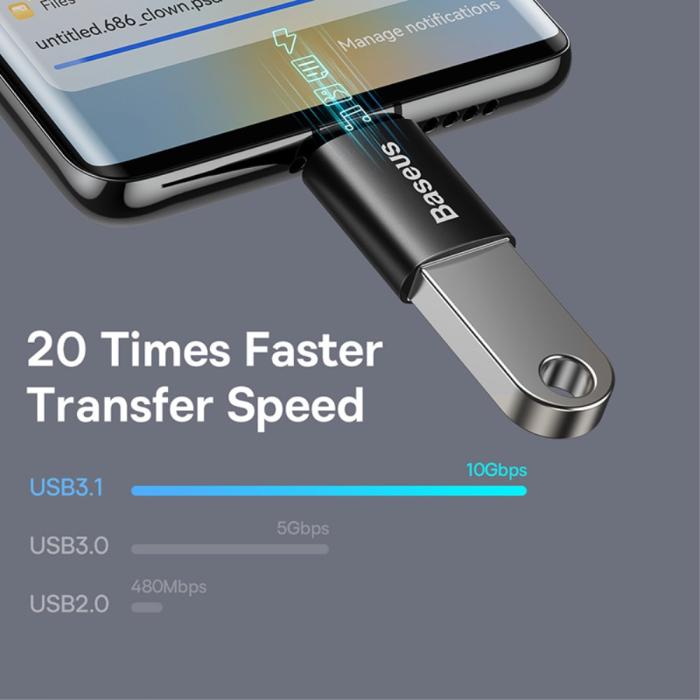 Bild 4, BASEUS BASEUS Adapter USB-C - USB-A 3.1 Konverterare Svart