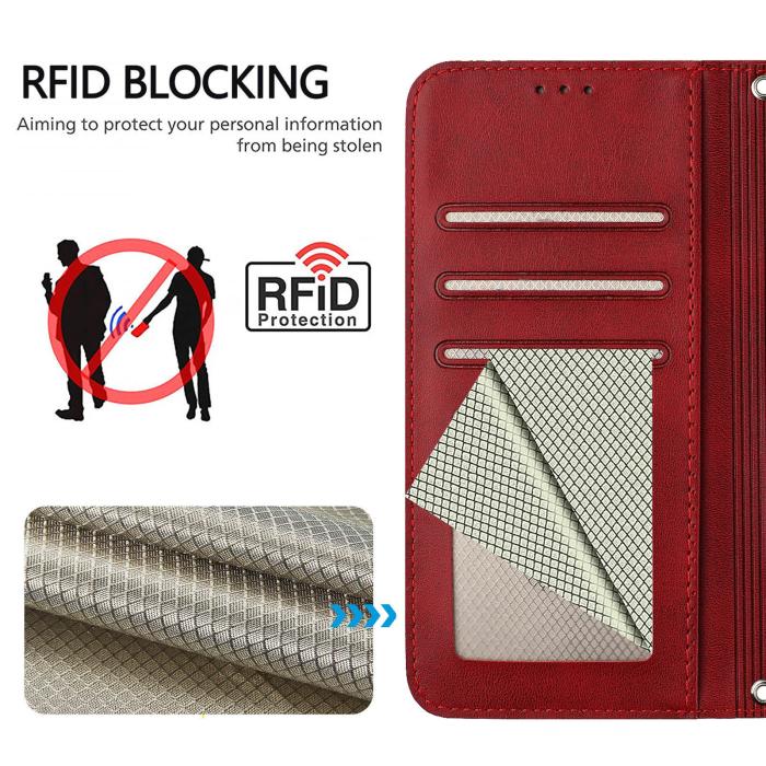 Bild 4,  Nothing Phone 3 Fodral RFID Läder Röd