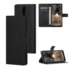  Nokia 2.4 - Litchi L&auml;der Fodral - Svart