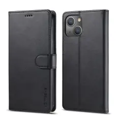 LC.IMEEKE iPhone 13 - LC.IMEEKE L&auml;der Fodral - Svart