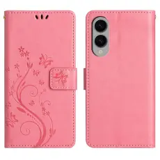  Samsung Galaxy S25 Edge Fodral Med Blommigt Tryck Rosa